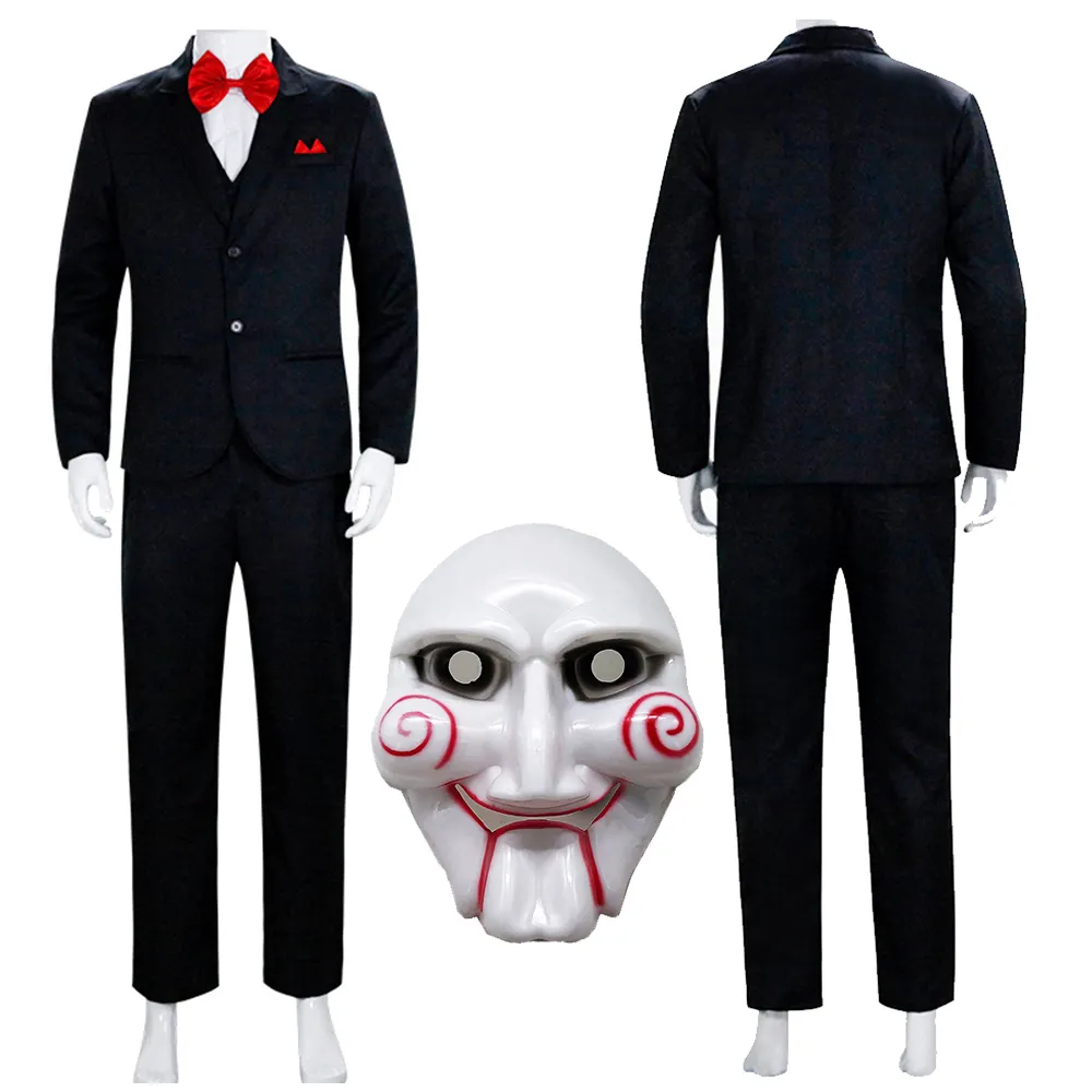 Saw Chainsaw strage Jigsaw Puppet Costume Cosplay uniforme Suit For Men Coat Vest Pants Shirt Halloween Party Clothes