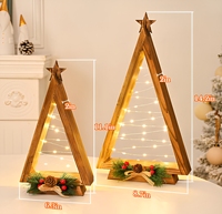 Hochwertiges 2er-Pack Stehende Holz-Weihnachtsbaum-Form Batteriebetriebene Flammen-Klare/Weiße Lichter für Küche Kamin Regal