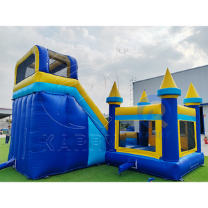 Château Gonflable Classique Bleu et Jaune Combo 6x7m pour Fêtes, Aire de Jeu Gonflable avec Toboggan et Souffleur - Product Image 5