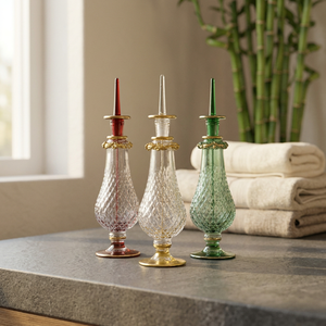 Grandes bouteilles de parfum en verre soufflé LW28 ZAHEREEN, art populaire égyptien, objets décoratifs de luxe faits à la main, pièces de collection - Product Image 3