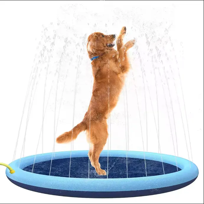 थोक सभी आकार के फोल्डेबल टिकाऊ ग्रीष्मकालीन आउटडोर नॉन स्लिप सामग्री पालतू जानवर कुत्ते का पानी स्प्रे पैडलिंग पूल स्प्रिंकलर पैड