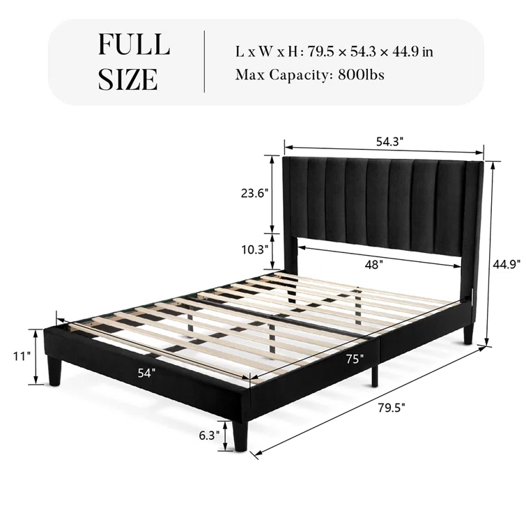 Durable Bed Frame Solid Wood With Headboard Double Queen King Size Bedroom Wooden Beds