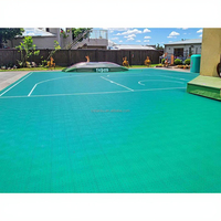 Dalles de sol modulaires TPV à emboîtement pour terrain de sport, cour arrière, terrain de basket-ball extérieur 3x3