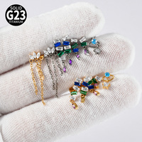 Getta G23 Titan Lange Hängeohrringe Rosa Saphir Zirkon Wasserdichter Körperschmuck für Geschenk Verlobung Party