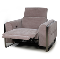 Fauteuil inclinable électrique moderne en tissu, une place, avec cadre carré en métal et port USB pour salon