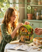 Hamaileon Creative Giftgreen Vine Cottage Kit de maison miniature en bois à construire soi-même, Kit de maison miniature forestière avec toit en mousse et éclairage