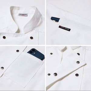 Vêtements de travail pour la cuisine, manteaux bleus respirants, uniforme de serveuse, veste de chef de restaurant pour hommes - Product Image 4