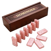Jeu de dominos en résine rose, 28 pièces, jeu éducatif familial et de voyage, personnalisable