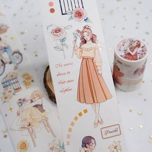 Rouleau d'autocollants personnalisés pour journal, ruban adhésif PET Washi pour <span class=keywords><strong>scrapbooking</strong></span>, fournitures de loisirs créatifs, autocollants pré-coupés, ensemble de rouleaux de ruban adhésif PET - Product Image 2
