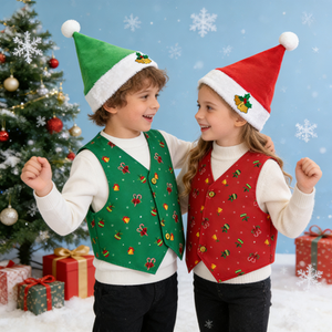 Conjunto <span class=keywords><strong>de</strong></span> <span class=keywords><strong>Disfraz</strong></span> Navideño, <span class=keywords><strong>Disfraz</strong></span> <span class=keywords><strong>de</strong></span> Santa Claus, Chaleco Rojo y Verde para Fiestas Navideñas, Actuaciones Escolares, Reuniones Familiares - Product Image 1