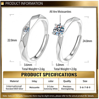 Bague de couple en argent S925 avec moissanite, breloques de luxe pour femme, bijoux de fiançailles, de mariage et de promesse