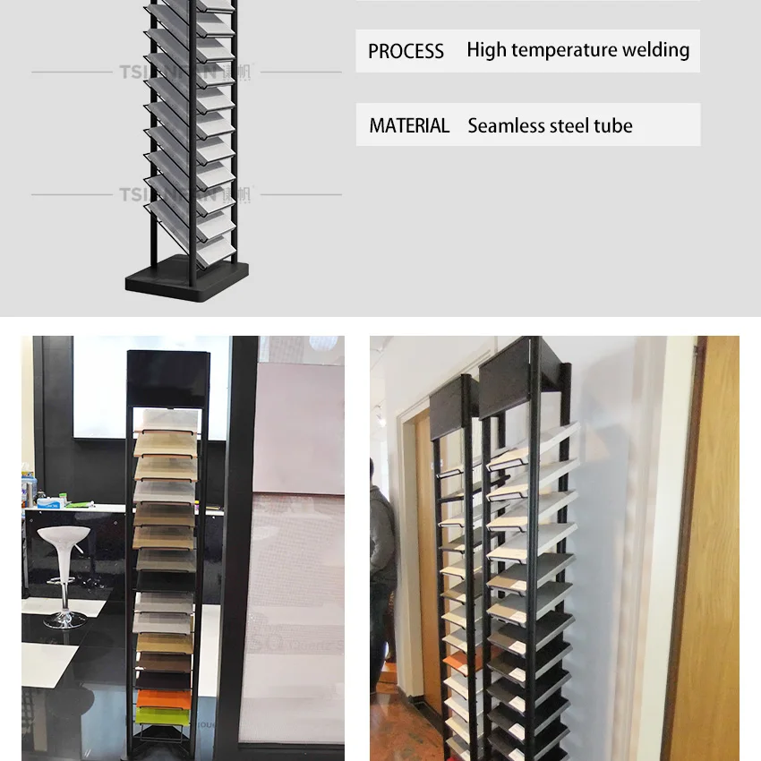 SRL004 Floor Stand Tile Showroom For Sample Mosaic Holder Granite Stone Marble Tower Displays Stand Ceramic Tiles Display Racks