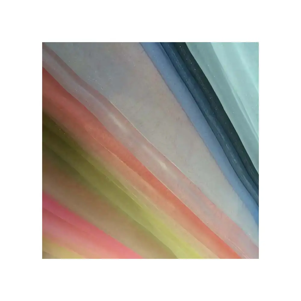 Tela de organza de vidrio brillante tejido poliéster/patrón teñido de nailon transpirable para bolsos vestidos disfraces prendas