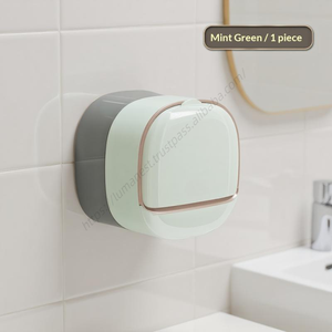 กล่องใส่สบู่ติดผนังสำหรับห้องน้ำแบบขายส่ง วัสดุ ABS พร้อมฝาปิด กันน้ำ สำหรับเก็บจานชาม อุปกรณ์จัดระเบียบสำหรับเดินทาง - Product Image 3