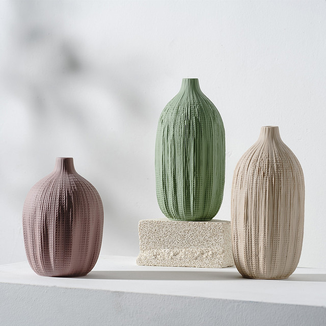 Modern Empty Essential Oil Aroma Diffuser Handmade Texture Embossed Unique Ceramic Reed Diffuser Bottle