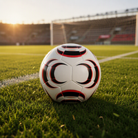 Ballon de football unisexe pour adultes, matériau polyuréthane, blanc/noir/rouge vif, taille 5