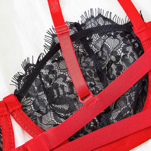 Damen Sexy Unterwäsche mit Durchsichtiger Dreipunkt-Spitze Stahlring-Brustgurt-Set BH-Dekoration - Product Image 4