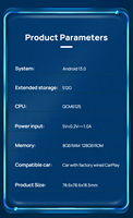 OEM Custom Wireless CarPlay Android Auto AI Box Android 13 Qualcomm 6125 8+128GB 4G LTE Ambient Light Smart Car Video Box.