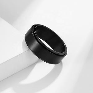 Anillo Giratorio de Acero Inoxidable de 8 mm para <span class=keywords><strong>Hombre</strong></span>, Anillos Clásicos para Aliviar la Ansiedad, Joyería Giratoria para la Inquietud - Product Image 4