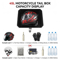 Boîte à bagages arrière pour moto, antivol, facile à installer, universelle, étanche, 58L, noire, avec serrure de sécurité pour le rangement du casque et des bagages