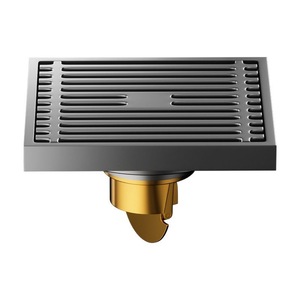 Siphon de sol de <span class=keywords><strong>douche</strong></span> gris anthracite en laiton massif, anti-odeur, à débit élevé, avec couvercle amovible pour la rénovation de maisons modernes - Product Image 4