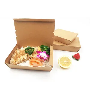 Conteneurs d'emballage de restauration rapide à emporter boîte à salade restaurant boîtes à lunch en papier kraft brun jetables recyclées