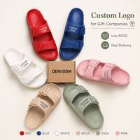 Sandales à double boucle personnalisées avec logo pour hôtel, piscine, fête, plage, événements promotionnels, cadeaux de marque