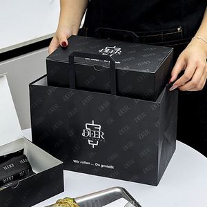 Sacs en papier kraft pour shawarma et pizza, écologiques, recyclables, avec poignée, biodégradables, noirs, logo personnalisé - Product Image 5