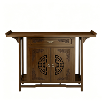 Table d'autel en bambou naturel écologique de style chinois avec tiroir et armoire à double porte grande capacité pour la maison, le sanctuaire bouddhiste ou l'entrée