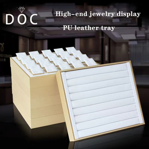 DOC Luxury PU Leather Jewellery <strong>Display</strong> <strong>Tray</strong> Stock Container for Necklaces <strong>Rings</strong> Earrings Jewelry <strong>Display</strong> <strong>Trays</strong> - Product Image 2