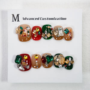 توريد مباشر من المورد أظافر عالية الجودة مصنوعة يدويًا جل مثقاب فاخر من حجر الراين قابل لإعادة الاستخدام أظافر لاصقة للأظافر - Product Image 6