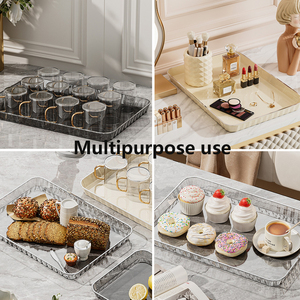 Grand plateau et assiette de service multifonctionnels, réutilisables, en plastique transparent écologique, de qualité alimentaire et durables, pour présentation de fête - Product Image 6