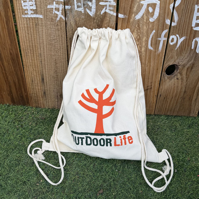 Customized Logo Print Organic Cotton Drawstring Backpack Recyclable and Durable for Carrying-Promotional Gift