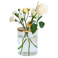 Vase en verre à couvercle enfichable avec couvercle en forme de grenouille en métal doré