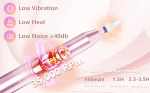 เครื่องตะไบเล็บไฟฟ้าไร้สาย: เครื่องตะไบเล็บมืออาชีพ 35000 รอบต่อนาที พร้อมฐานชาร์จหลอดไฟยูวีแอลอีดี - Product Image 4