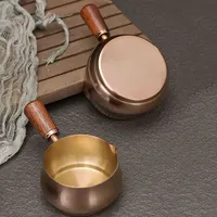 Casserole en acier inoxydable 304 avec manche en bois, tasse à assaisonnement de 60 ml/120 ml/180 ml, cuillère doseuse réutilisable pour steak