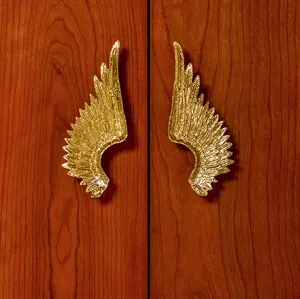 Cuca asas de bronze de um anjo, porta maçanetas ferragens de móveis alça de latão alça gabinete