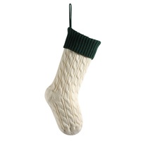 Bas de noël tricoté avec Patch en cuir PU, ornement d'arbre de Sublimation, personnalisé