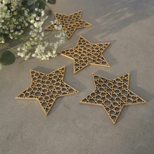 Decoración de Pared de Estrella de Madera Hecha a Mano, Adorno Colgante con Recortes Geométricos para Bodas, Hogar y Sala de Estar - Product Image 1