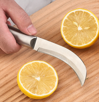 SK5 RVS Fruitmes Gebogen Lemmet Klein Mes voor Fruitwinkels