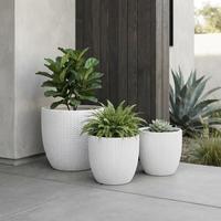 Pot de fleurs rond blanc de style varié, pot de fleurs écologique, décoration de jardin, pots de fleurs en céramique, pots de fleurs d'extérieur, grand format