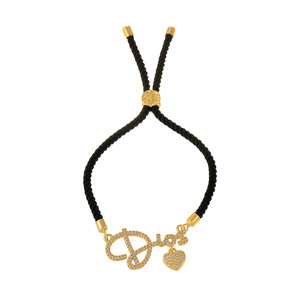 Set di 2 braccialetti Asu in corda nera e rossa con ciondoli dorati 'Dios' e 'FE', gioielli regolabili - Product Image 6