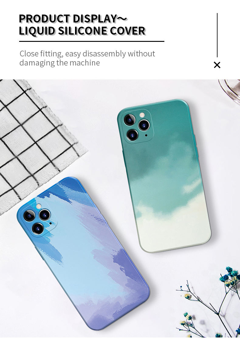 New colorful Watercolor Liquid Silicon Phone Case For iphone 12 12pro max 12 mini Soft Camera Protect Back Cover