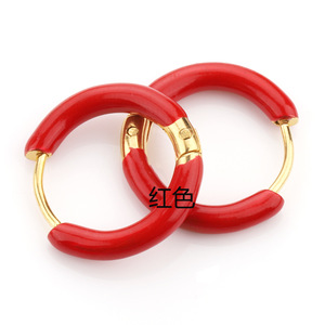Pendientes de Aro de 12 mm, Redondos, Esmaltados, Coloridos, con Diseño Geométrico, para Uso Diario de Mujeres - Product Image 4