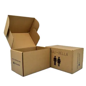 卸売無料サンプルカスタムロゴ製品クラフトブラウン段ボール紙包装メーラー配送ボックスボックス包装