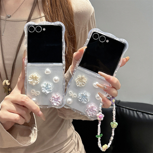 Nueva Funda de Teléfono con Borde Ondulado de Resina con Diseño de Jardín Colorido para <span class=keywords><strong>Samsung</strong></span> Z Flip 7 6 5 4 3, Diseño Moderno - Product Image 1