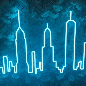 Lumière murale LED effet ciel nocturne néon de la ville |   Enseigne néon bleue personnalisée pour la décoration de bars, cafés et salles de <span class=keywords><strong>jeux</strong></span> - Product Image 4