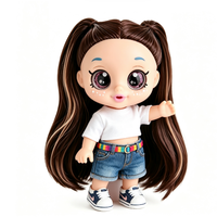 Poupée d'art articulée personnalisée à grands yeux, avec cheveux longs dégradés bleu-blanc, poupée articulée OEM pour cadeau de fille