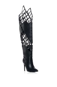 Señoras 2024 Black Cut Out Boot Sexy Diseño único botas huecas cortadas Mujeres de moda Botas hasta la rodilla - Product Image 3