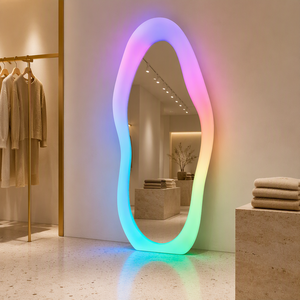 <span class=keywords><strong>Miroir</strong></span> de maquillage LED pleine longueur à forme irrégulière avec éclairage amélioré, cadre en MDF, mural, anti-explosion, pour chambre à coucher - Product Image 3